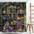 thumbnail image 2 of Gothic Skull Shower Curtain Vintage Withcy Spooky Retro Wizard Magic Bookshelf Succulent Black Unique Cool Bathroom Decor Plant Bath Curtain With Hooks-72"W x 84"L (Pack of 1), 2 of 7