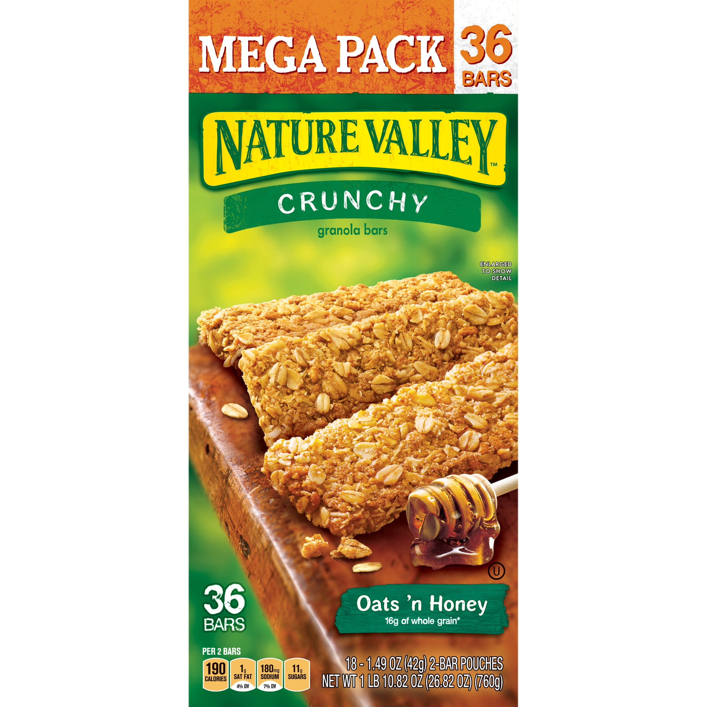 nature valley oats and honey nutrition label