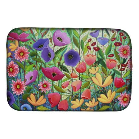

14 x 21 in. Enchanted Garden Flowers Dish Drying Mat