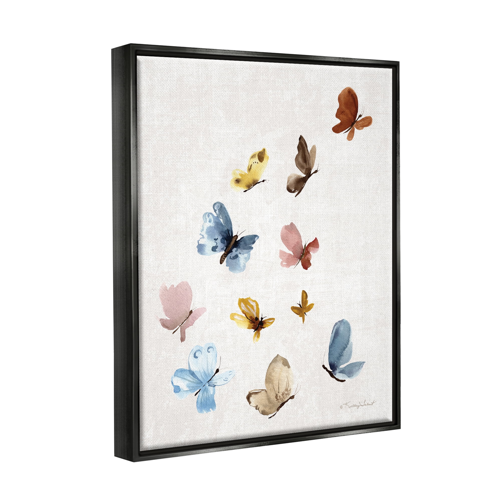 Stupell Varied Butterflies Flutter Nature Animals & Insects Painting Black Floater Framed Art Print Wall Art