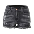 thumbnail image 2 of Mefallenssiah Women'S Mid Shorts Frayed Hem Ripped Jean Shorts, 2 of 4