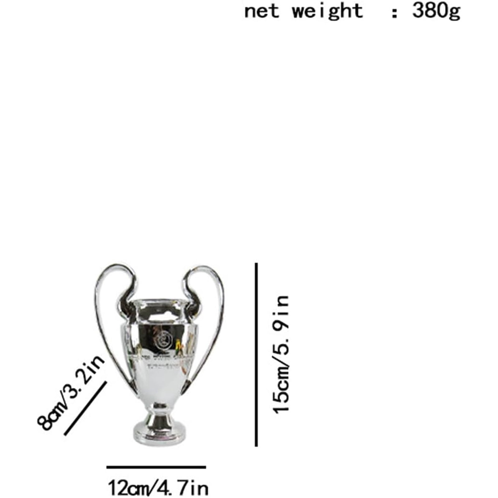 4 Sizes European Football League Champion Football Trophy, Resin St. Bernard League Replica Award Cup, Silver with Blue Ribbons for Sport Fan League Team,silver,European Football League