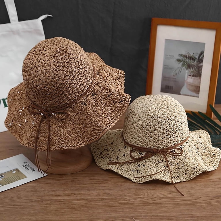 Pxiakgy Womens Floppy Straw Sun Hat Foldable Packable Wide  display picture 2