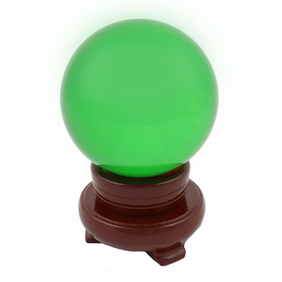 80mm Green Crystal Sphere with Rotatable Wooden Stand