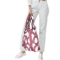 thumbnail image 4 of Shopping Bag 17.5×4.5×15in Crack Resistant Waterproof Super Large Capacity Reusable Extended Handle Can Be Carried Or One Shoulder Crimson Moroccan Trellis Hand-Drawn Sketch_1, 4 of 8