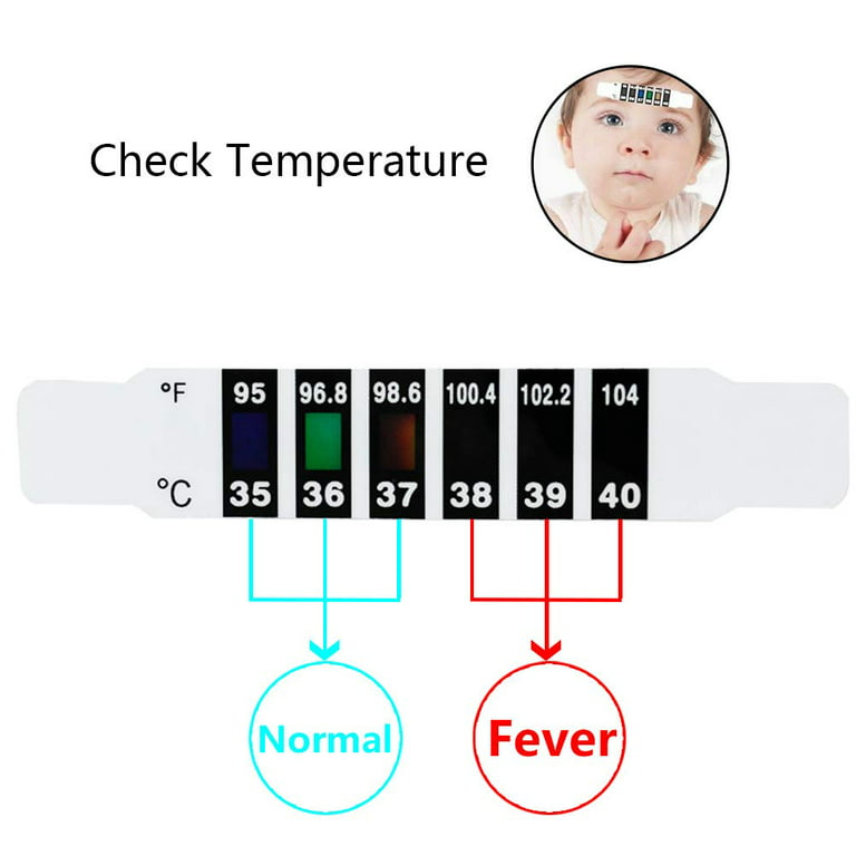 EIMELI 30 Pcs Forehead Thermometer Strips-Instant Read Forehead Thermometer  Strips,Reusable Thermometer Strip for Checking Baby Kid Adult  Temperature,95℉to 104℉,Travel-Sized 