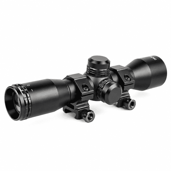 TACFUN 4x32 Compact Crossbow Scope, 5-Line Reticle, 1 Inch Dovetail Rings Included