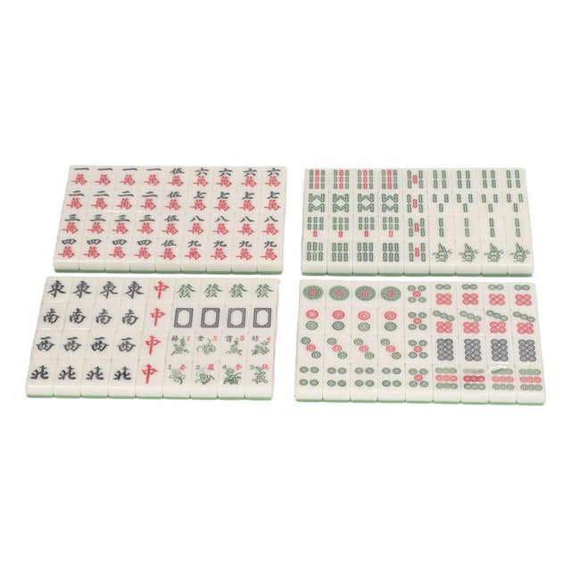 Small Mahjong Toy, Chinese Clear Pattern Small Traditional Mahjong With Storage Bag For Dormitory ,Blue,Green,Ivory