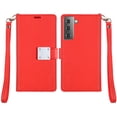 thumbnail image 6 of Samsung Galaxy S21 (6.2") Wallet Case Leather Credit Card ID Cash Holder Slot Dual Flip Pouch with Stand and Strap Cover ,Xpm Phone Cover for Galaxy S21 - Red, 6 of 6