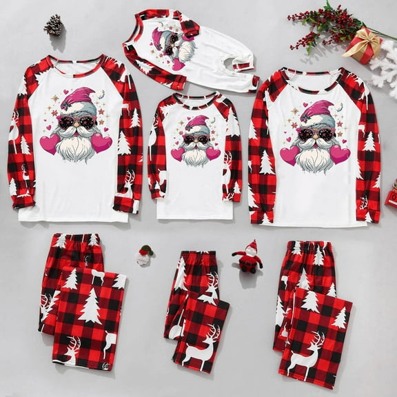 Meichang Matching Family Christmas Pajamas Set 2-Piece Holiday Sleepwear Long Sleeve Top with Pants Soft Family PJs