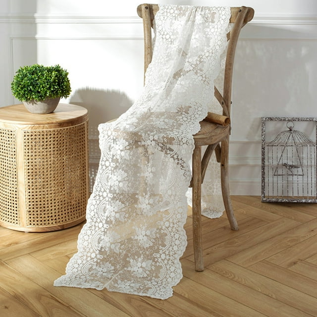 Vintage White Lace Table Runner Exquisite Lace Fabric Overlay with Rose Embroidered Floral Table Runners Perfect for Rustic Chic Wedding Reception Table Decoration Boho Party Decor 14 x