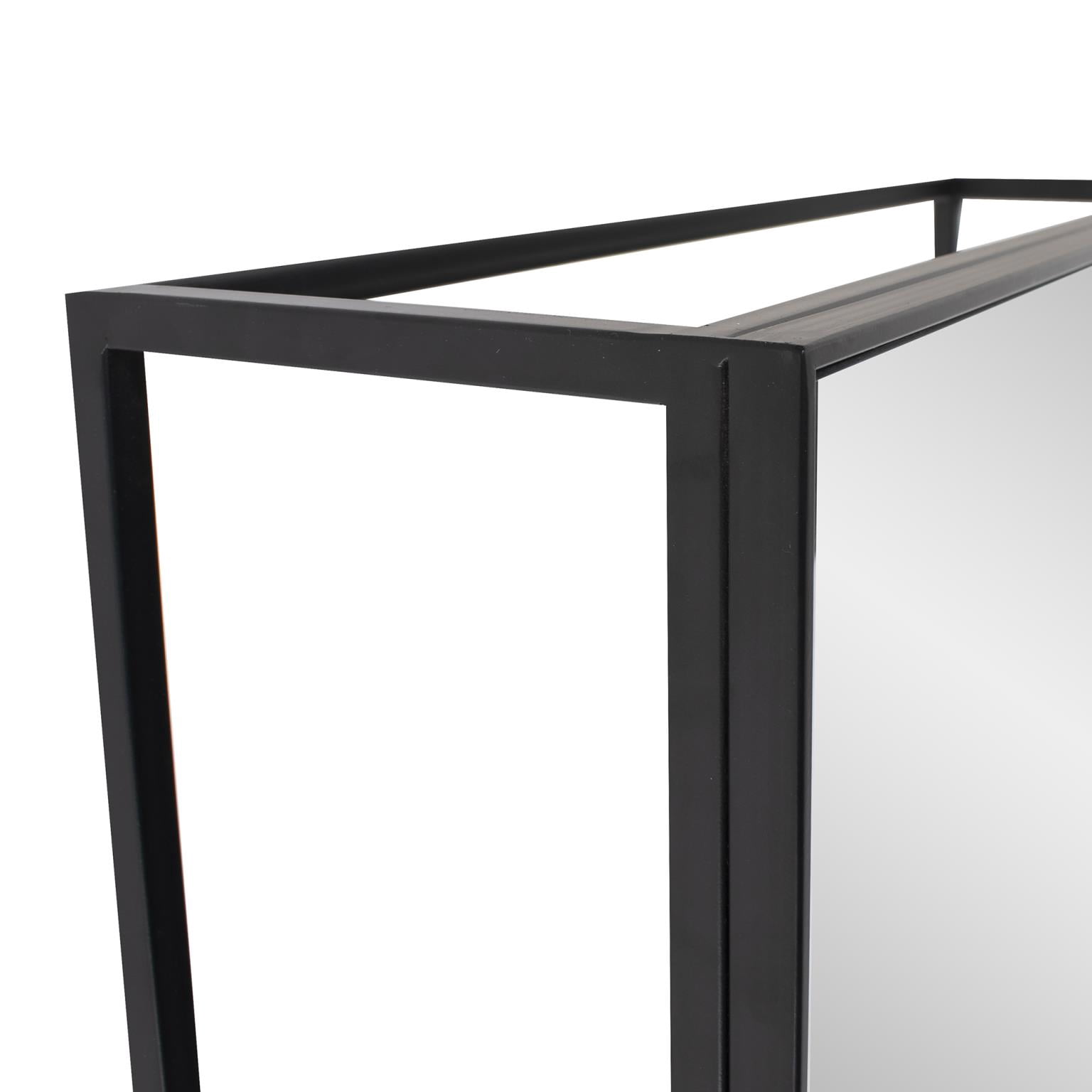 Tyler Dillon Matte Black Industrial Wall Mirror with Bottom Shelf 31.5"H