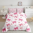 thumbnail image 2 of Castle Fairy Pink Ribbon Bow Girl 3 Pieces Queen Comforter Set,Floral Cherry Blossom Ultra Soft Bedding Sets,Kawaii Flower Sakura Bow Knot Bedding Comforter Set Breathable,Super Cozy Room Decor, 2 of 8