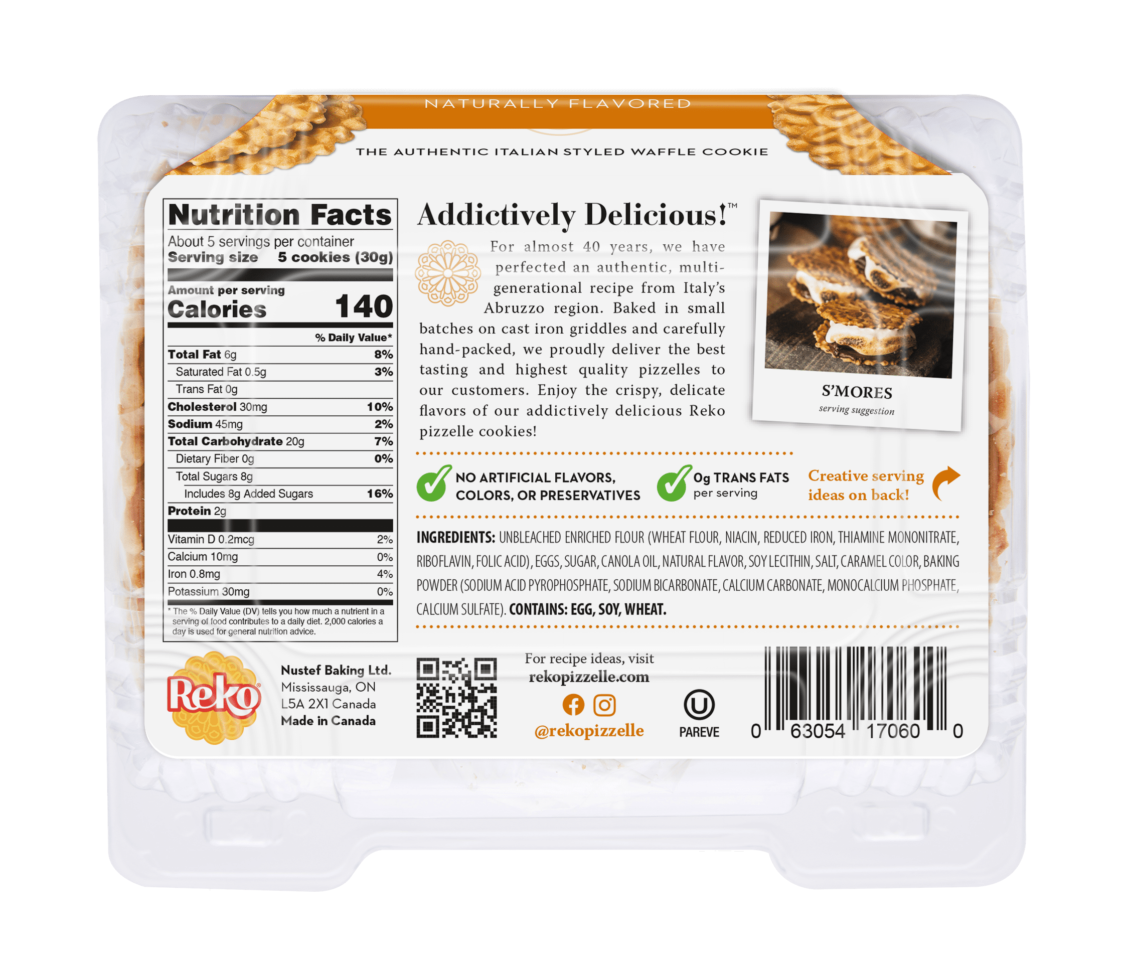 Reko Pizzelle Dulce de Leche, Italian Style Waffle Cookies, 5.25oz, 150g