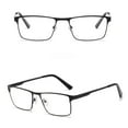 thumbnail image 4 of 2 Pairs of Men Rectangle Spring Hinges Reading Glasses 1.25 Metal Business Blue Light Blocking Readers +1.25 Strength (1 Pc Black and 1 Pc Gunmetal), 4 of 5