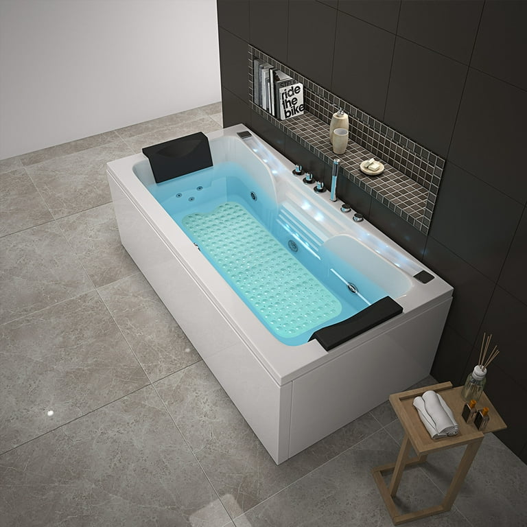 Antom Bathtub and Shower Mats, Extra Long Machine Washable Non-Slip Bath Mat for Bathroom (39 inch x 16 inch)(Aqua Green), Size: 39 x 16