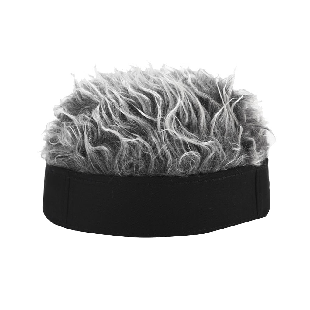 Unisex Fake Hair Hat Men Women Short Wig Cap Elastic Beanie Hat Holiday 