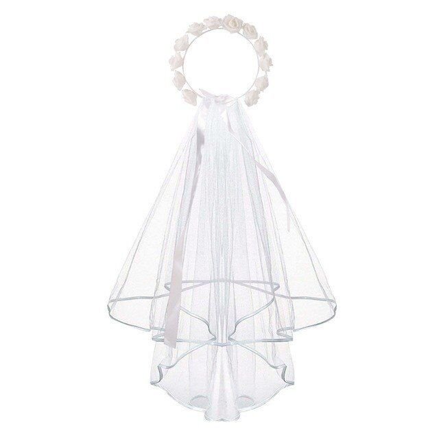 Velo de fiesta de despedida de soltera, corona de flores boho, velo de despedida de soltera, regalo de novia, recuerdo de despedida de soltera + decoración de compromiso (2 piezas) ShuxiuWang 1327537079477
