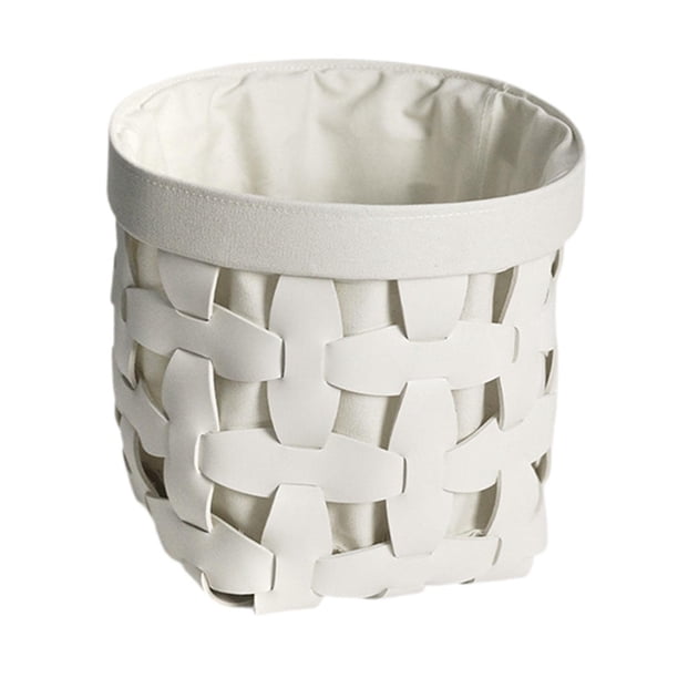 Cesta de lavandería de cuero sintético, moderna, organizadora para el hogar, para pantalones, ropa interior y ropa. Blanco Grande