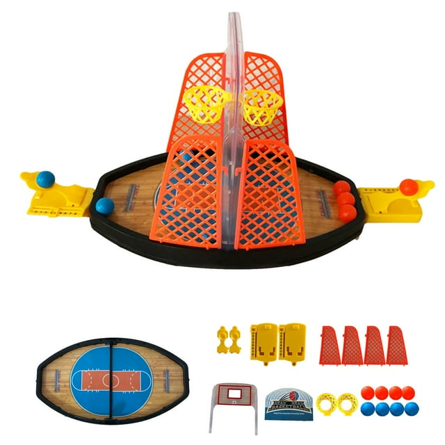 Jeu de Terrain de Basketball à Double Éjection avec Système de Projection des Doigts Jouet Interactif Parent-Enfant en Plastique pour Jeu et Compétition en Intérieur