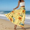 thumbnail image 6 of LWavelet Women Cherry Blossom Print Tiered Maxi Skirt Elastic Waist With Pockets Romantic Long Skirt Saffron S, 6 of 6