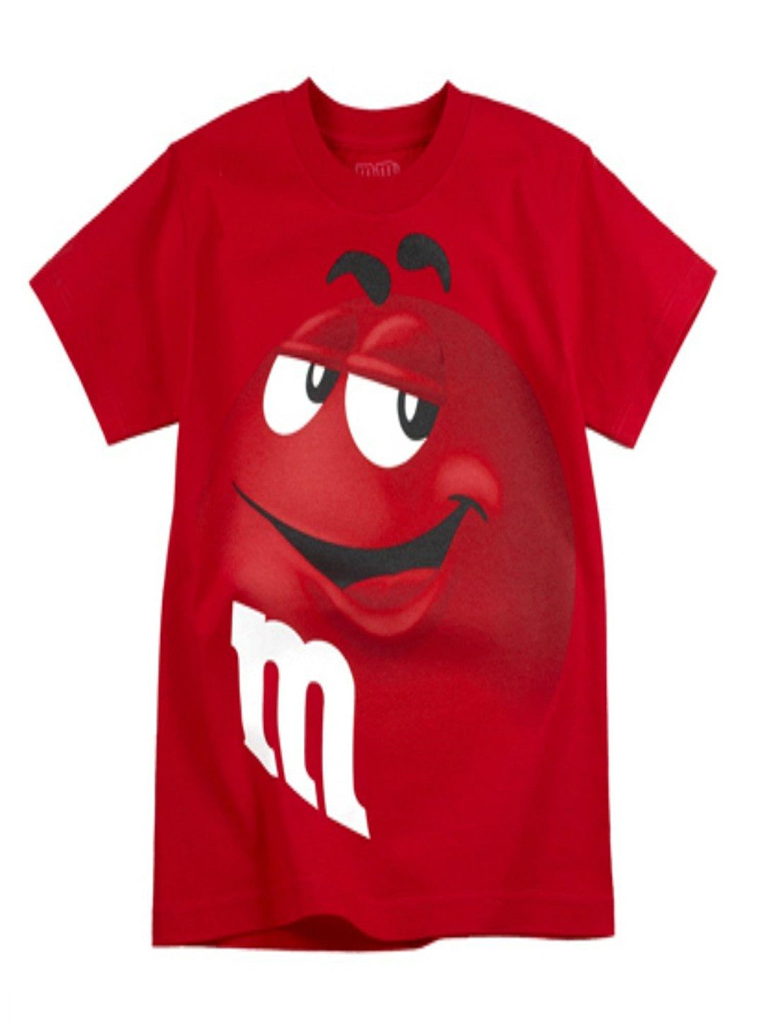 M&M M&M's Candy Silly Character Face T-Shirt (Small, Red Left Smile ...