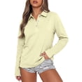 thumbnail image 4 of Long Sleeve Polo Shirts for Women Dressy Button Collared Golf Tops Loose Fit Business Workout Office T Shirts, L, 4 of 5