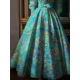 thumbnail image 3 of Vestido largo de fiesta de noche para mujer, elegante, estilo bohemio, estampado vintage, cuello alto, bolsillo, manga larga, cintura alta, 3 of 4