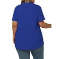 thumbnail image 3 of 3XL Womens Tops Plus Size Dressy Polo Blouses Elegant V Neck Shirts 2025 Pleated Short Sleeve Tunics 3XL Royal Blue, 3 of 5