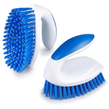 SUGARDAY Scrub Brush Comfort Grip & Stiff Bristles Heavy Duty Cleaning Scrubber for Bathroom Shower Tub Carpet Floor - Pack of 2 (Blue)