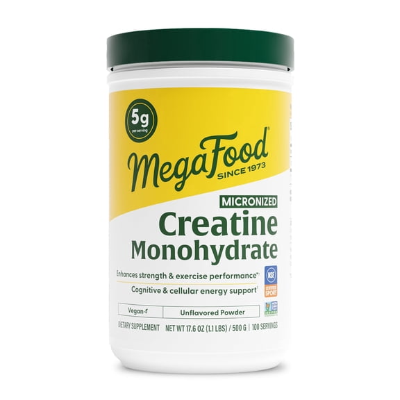 MegaFood Micronized Creatine Monohydrate Powder, Supports Muscle Strength, 100 Servings