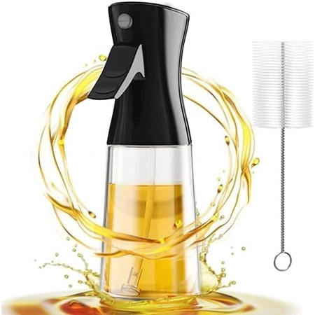 Oil Spray Bottle for Cooking Genreen 180ml Glass Olive Oil Spray Dispenser Olive Oil Dispenser Bottle with Brush Kitchen Gadgets Accessories (Dark Black)