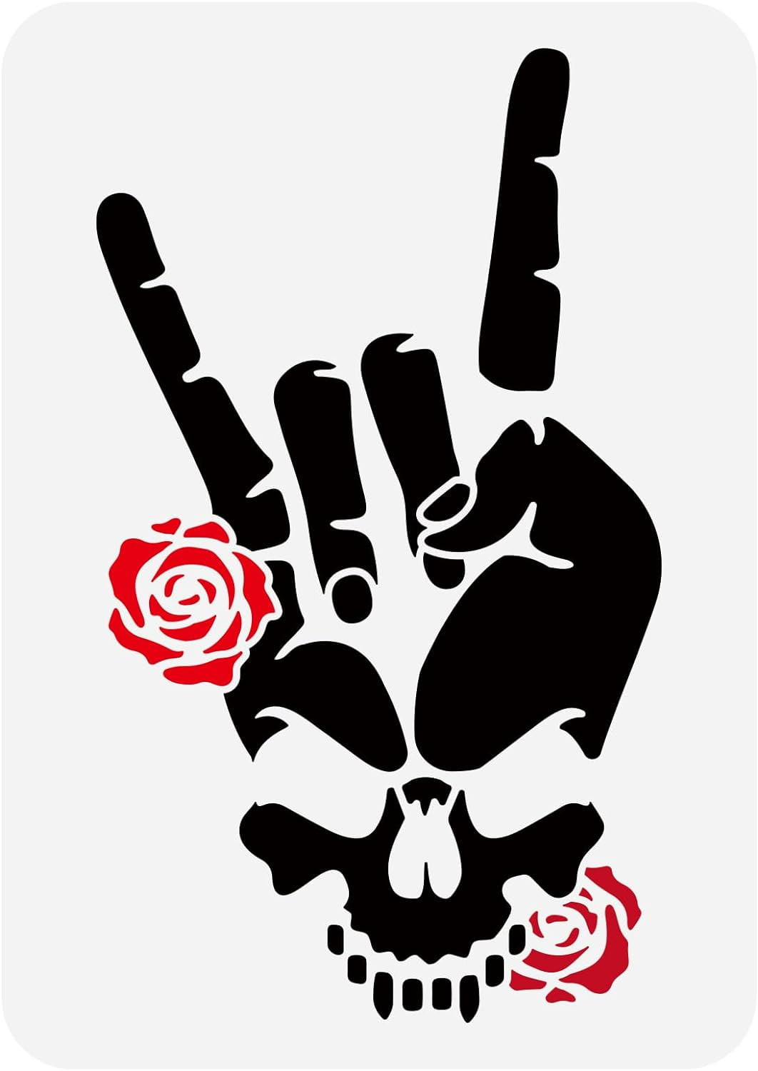 FINGERINSPIRE Five Skulls Large Stencil - 11.8x5.9 Inch Reusable PET Stencil For Horror, Skeleton Decor On Walls, Fabric, Furniture