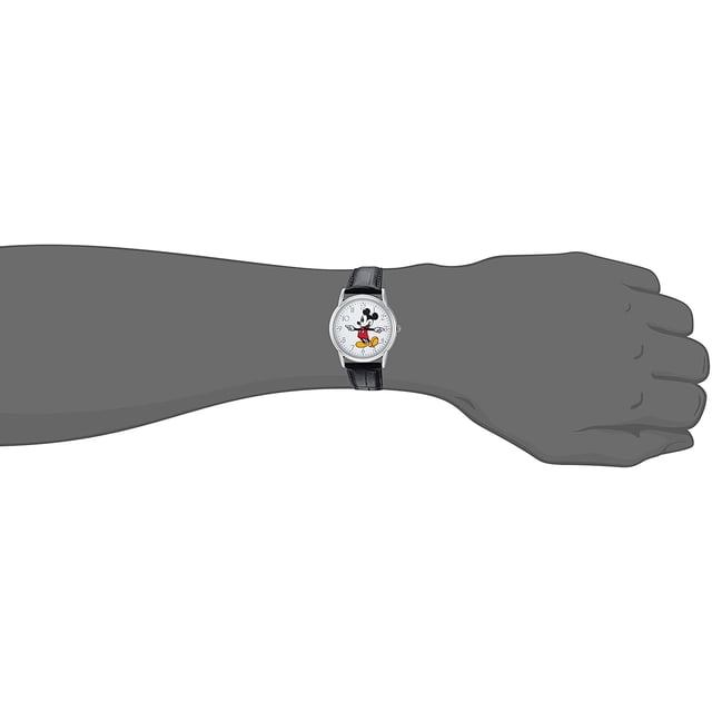 Reloj analógico-cuarzo Mickey Mouse Disney para hombre con correa de cuero sintético negro