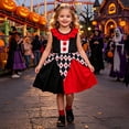 thumbnail image 3 of Y-Sunset Girls Halloween Dress,Sleeveless Heart Argyle Dress, Soft Breathable Kids Halloween Party Outfit, For Carnival Birthday Photo Daily Play(Black/1-2 Years), 3 of 9