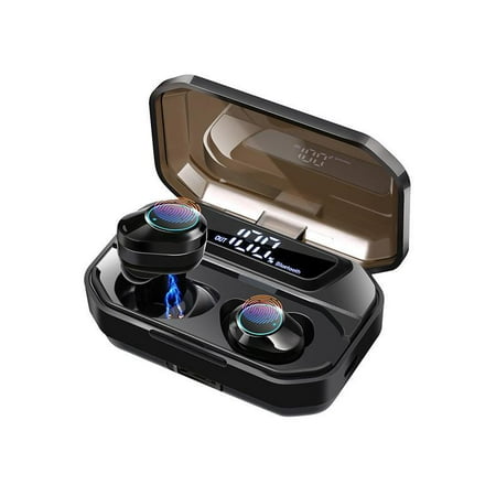 [2019 Version] TWS Bluetooth 5.0 Earbuds with True Wireless Stereo Headphones IPX8 Waterproof in-Ear Wireless Charging Case Built-in Mic Headset Sound with Deep Basss for Running