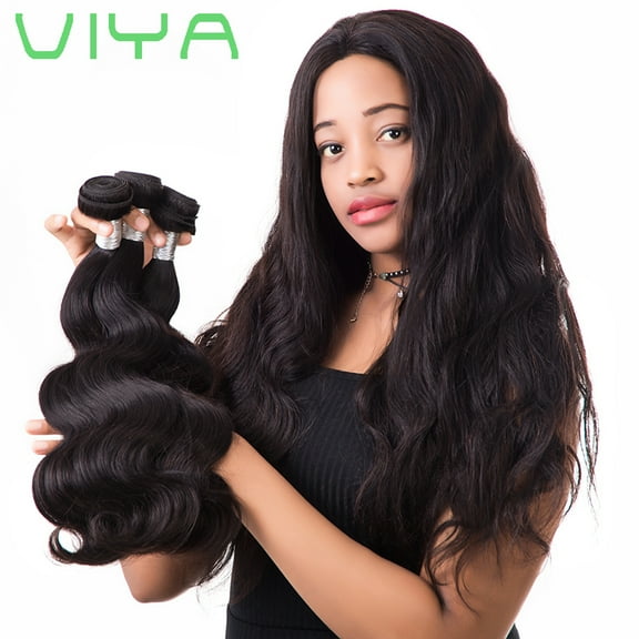 VIYA Body Wave Hair Weft Extensions Natural Black Unprocessed Brazilian Hair  for Women 18 Inch