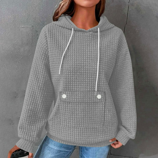 ZMFXJPE Chandails à Capuchon pour Femme, Chandail à Enfiler Doux, Chandail à Capuchon pour Femmes, Chandail Uni pour Femme, Chandails à Capuchon pour Femmes, Chandail pour Femme, Chandail Uni pour Femmes (Gris, TG)