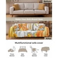 thumbnail image 3 of Thanksgiving Pumpkin Sofa Covers for 3 Cushion,Washable Couch Cover for Sectional Sofa Slipcovers with Tassel,Fall Eucalyptus Gold Orange White Loveseat Covers Futon Cover Throw Blanket 71''x118'', 3 of 8