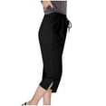 thumbnail image 2 of XFLWAM Women Casual Capri Pants Summer Lightweight Elastic Waist Wide Leg Loose Yoga Cropped Pants with Pockets Black XL, 2 of 6