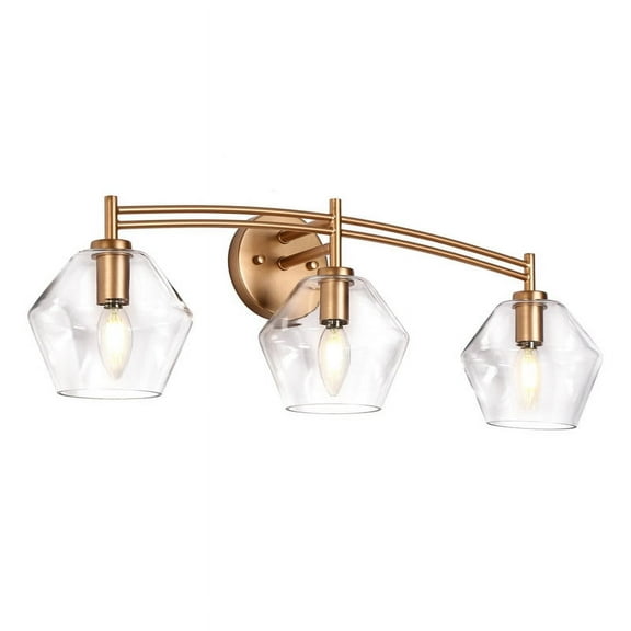 LNC Bravaputra 26-in 3-Light Matte Gold LED Modern/Contemporary Vanity Light Bar