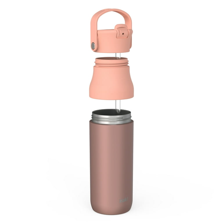 Zak Designs Harmony Water Bottle for Travel or At Home, 32oz Recycled  Stainless Steel is Leak-Proof and Vacuum Insulated with Straw Lid and Carry  Handle (Coral Pink) 