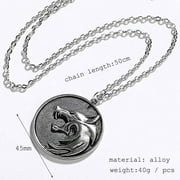 HTGFGMGW Witcher Medallion Necklace Witcher Necklace Wizard Medallion Necklace Geralt of Rivia Wolf Necklace for Men Wild Hunt Wolf Medallion Necklace Wild Hunt Geralt Necklace Wolf Jewelry for Men