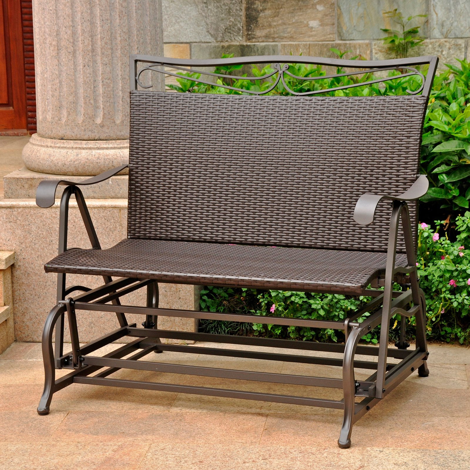 International Caravan Valencia Wicker Outdoor Glider Loveseat International Caravan Valencia Wicker Outdoor Glider Loveseat Com