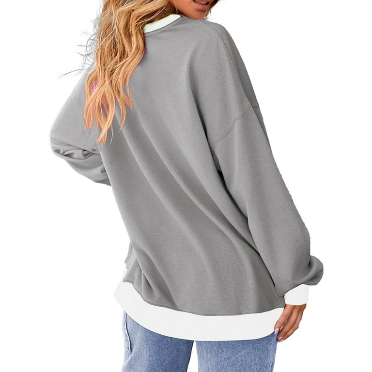 Fantaslook Color Block Sweatshirts for Women Crewneck Long
