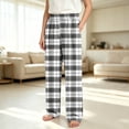 thumbnail image 5 of YUANxueke Plaid Pants for Girls Boys Elastic Waist Straight Leg Comfy Pants with Pockets,Black,4-5 Years, 5 of 6