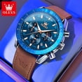 thumbnail image 2 of OLEVS Men's Quartz Watch New Original Date Calendar Moon Phase Waterproof Luminous Brown Leather strap Quartz Watch for Men, 2 of 2