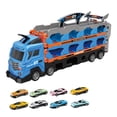 thumbnail image 3 of Hauler-Juego de vehículos de lanzamiento, juego de camiones transportadores de coches, camiones de juguete coleccionables para niños, niñas y niños , azul con 8 coches, 3 of 8