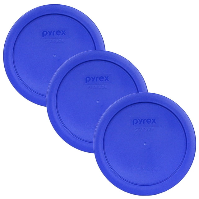 Tapa de almacenamiento Pyrex 7201-PC redonda, 1 litro, plástico azul, paquete de 3