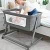 Pamo Babe Unisex Bedside Sleeper Infant Bassinet with Wheels and Floding Frame (Grey)